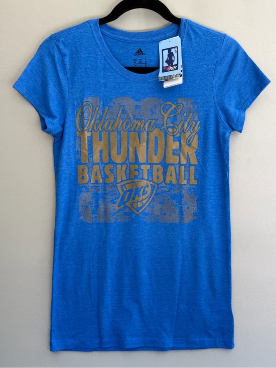 adidas Tops - Adidas NBA4Her Oklahoma City Thunder Blue Graphic T-Shirt Women’s M NWT